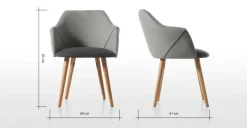 Juego de 2 sillas carver de comedor Lule – Gris marga y gris granizo y roble