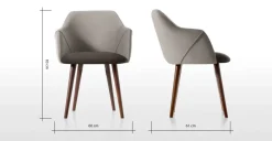 Juego de 2 sillas carver de comedor Lule – Terciopelo gris claro y gris oscuro