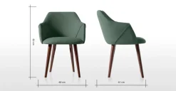 Juego de 2 sillas carver de comedor Lule – Verde bahia y nogal