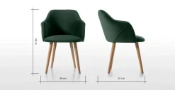 Juego de 2 sillas carver de respaldo alto Lule – Roble y terciopelo verde pino