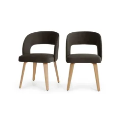 Juego de 2 sillas de comedor Enid – Terciopelo gris nutria