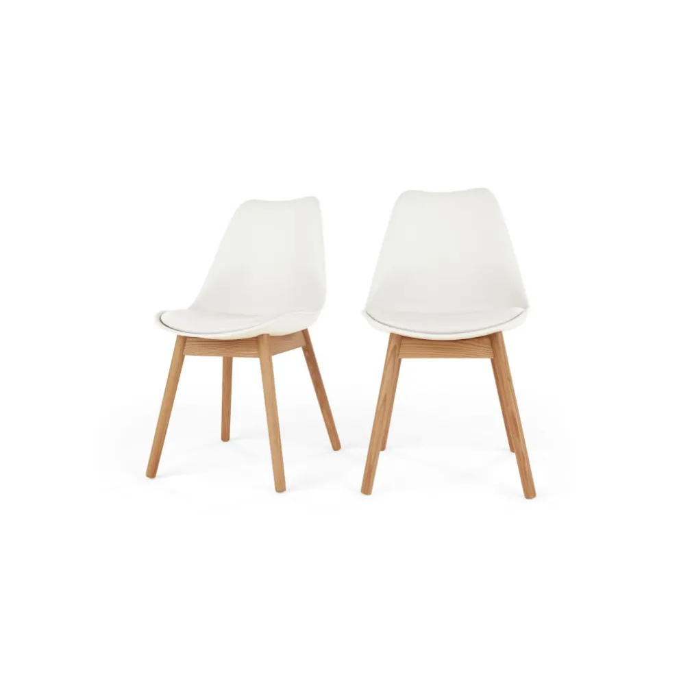 Juego de 2 sillas de comedor Thelma – Roble y blanco