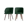 Juego de 2 sillas de comedor Adeline – Terciopelo verde pino y nogal