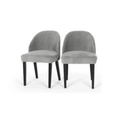 Juego de 2 sillas de comedor Alec – Gris acolchado