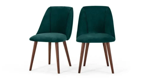Juego de 2 sillas de comedor Lule – Terciopelo azul espuma de mar