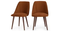 Juego de 2 sillas de comedor Lule – Terciopelo naranja y nogal