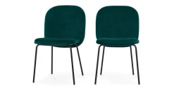 Juego de 2 sillas de comedor Safia – Terciopelo azul espuma de mar