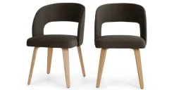 Juego de 2 sillas de comedor Enid – Terciopelo gris nutria