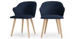 Juego de 2 sillas de comedor Sigrid – Terciopelo azul real y roble