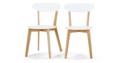 Juego de 2 sillas de comedor Fjord – Roble y blanco