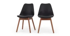 Juego de 2 sillas de comedor Thelma – Roble oscuro y negro