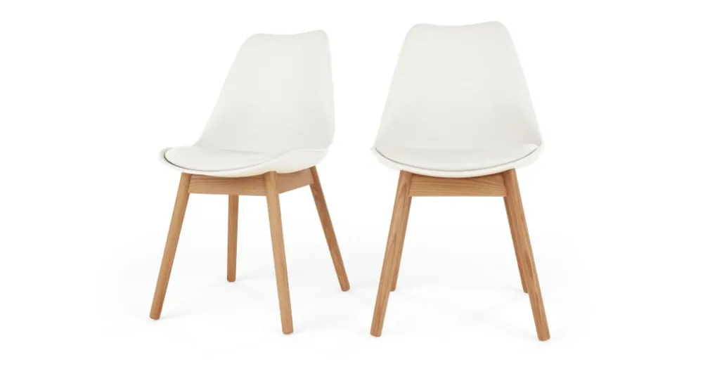 Juego de 2 sillas de comedor Thelma – Roble y blanco