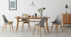 Juego de 2 sillas de comedor Thelma – Roble y tejido gris tonal