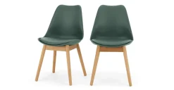 Juego de 2 sillas de comedor Thelma – Roble y verde