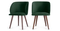 Juego de 2 sillas de comedor Adeline – Terciopelo verde pino y nogal