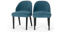 Juego de 2 sillas de comedor Alec – Azul acolchado