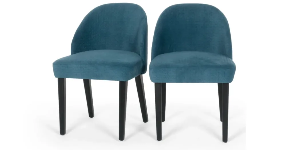 Juego de 2 sillas de comedor Alec – Azul acolchado