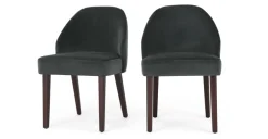 Juego de 2 sillas de comedor Alec – Terciopelo gris medianoche y patas de madera teñida