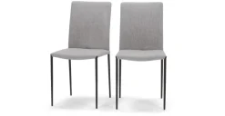Juego de 2 sillas de comedor Braga – Gris perla con patas negras