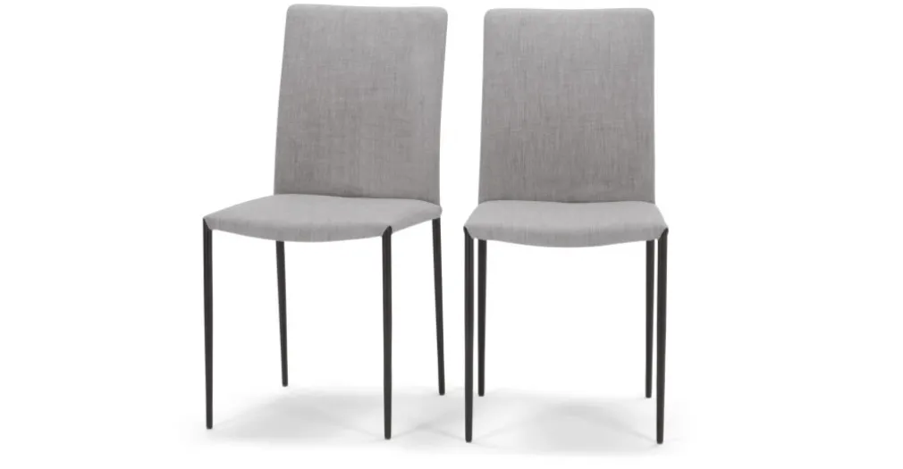 Juego de 2 sillas de comedor Braga – Gris perla con patas negras