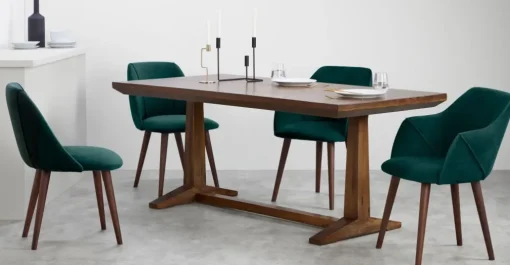 Juego de 2 sillas de comedor Lule – Terciopelo azul espuma de mar