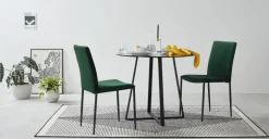 Juego de 2 sillas de comedor Braga – Terciopelo verde pino