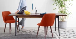 Juego de 2 sillas de comedor Lule – Terciopelo naranja llama