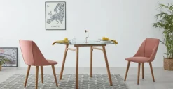 Juego de 2 sillas de comedor Lule – Terciopelo rosa palo