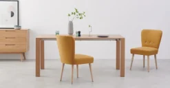 Juego de 2 sillas de comedor Charley – Amarillo yema y roble