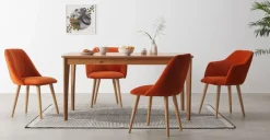 Juego de 2 sillas de comedor con reposabrazos Lule – Terciopelo naranja llama y roble