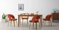 Juego de 2 sillas de comedor Enid – Terciopelo naranja y dorado