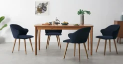 Juego de 2 sillas de comedor Sigrid – Terciopelo azul real y roble