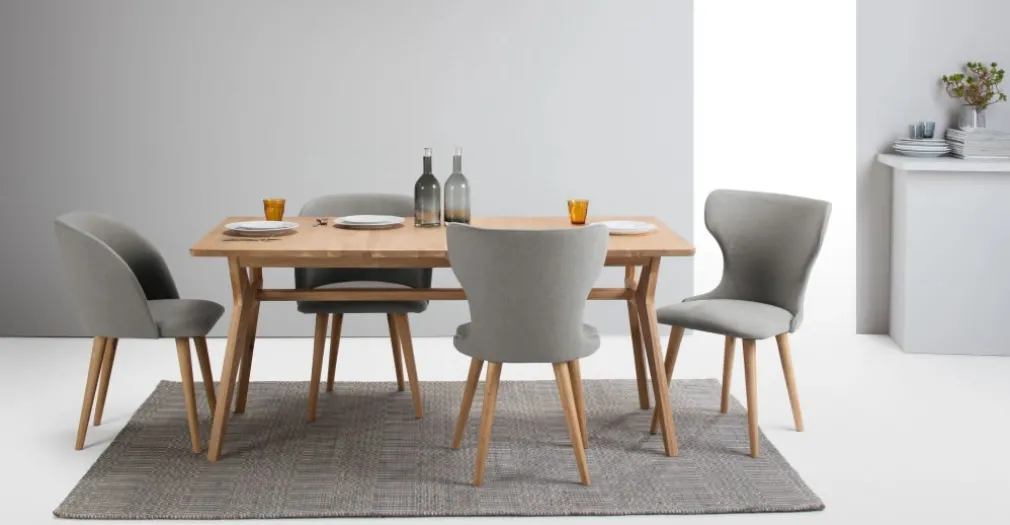 Juego de 2 sillas de comedor Stig – Gris manhattan y roble