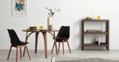 Juego de 2 sillas de comedor Thelma – Roble oscuro y negro