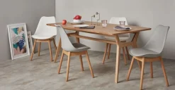 Juego de 2 sillas de comedor Thelma – Roble y blanco