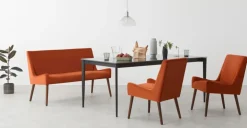 Juego de 2 sillas de comedor Higgs – Terciopelo naranja llama