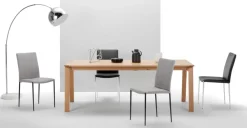 Juego de 2 sillas de comedor Braga – Gris perla con patas negras