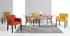 Juego de 2 sillas de comedor Wilton – Amarillo yema y abedul negro