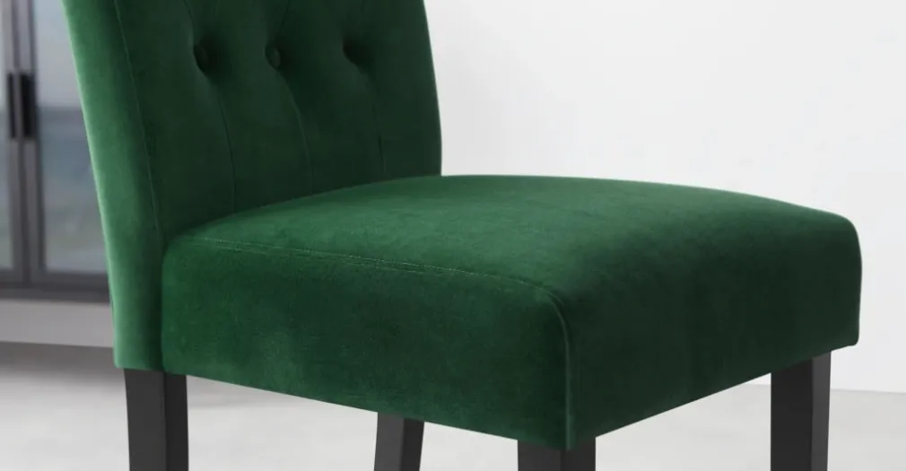 Juego de 2 sillas de comedor Flynn – Terciopelo verde pino y negro