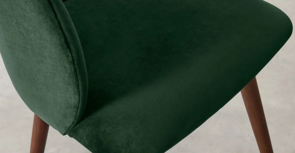 Juego de 2 sillas de comedor Adeline – Terciopelo verde pino y nogal