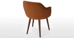 Juego de 2 sillas de comedor con reposabrazos Lule – Terciopelo naranja y nogal