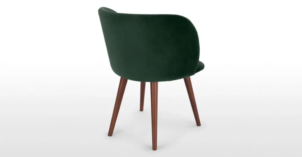 Juego de 2 sillas de comedor Adeline – Terciopelo verde pino y nogal