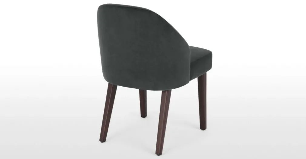 Juego de 2 sillas de comedor Alec – Terciopelo gris medianoche y patas de madera teñida