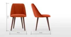 Juego de 2 sillas de comedor Lule – Terciopelo naranja llama