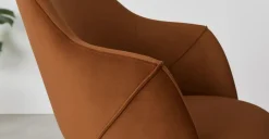 Juego de 2 sillas de comedor con reposabrazos Lule – Terciopelo naranja y nogal
