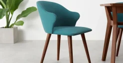 Juego de 2 sillas de comedor Sigrid – Azul mineral y nogal