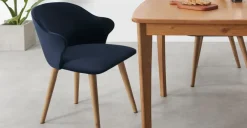 Juego de 2 sillas de comedor Sigrid – Terciopelo azul real y roble