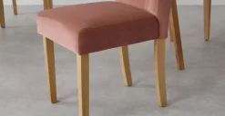 Juego de 2 sillas de comedor Flynn – Terciopelo rosa y abedul