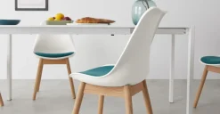 Juego de 2 sillas de comedor Thelma – Tejido blanco y azul