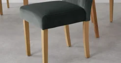 Juego de 2 sillas de comedor Flynn -Terciopelo gris medianoche y abedul